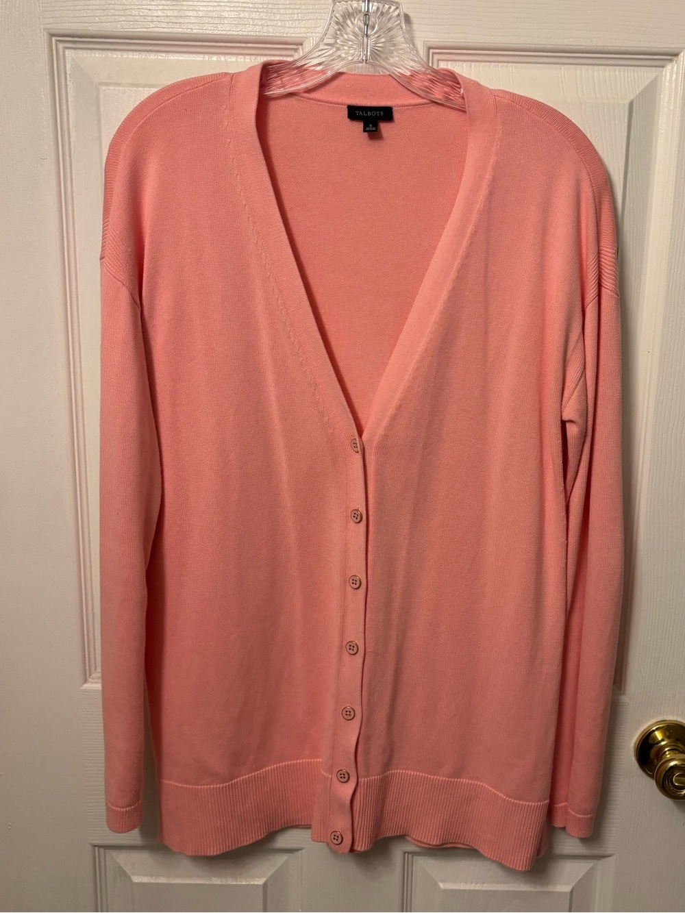 Talbots Coral Pink Button-Front V-Neck Cardigan